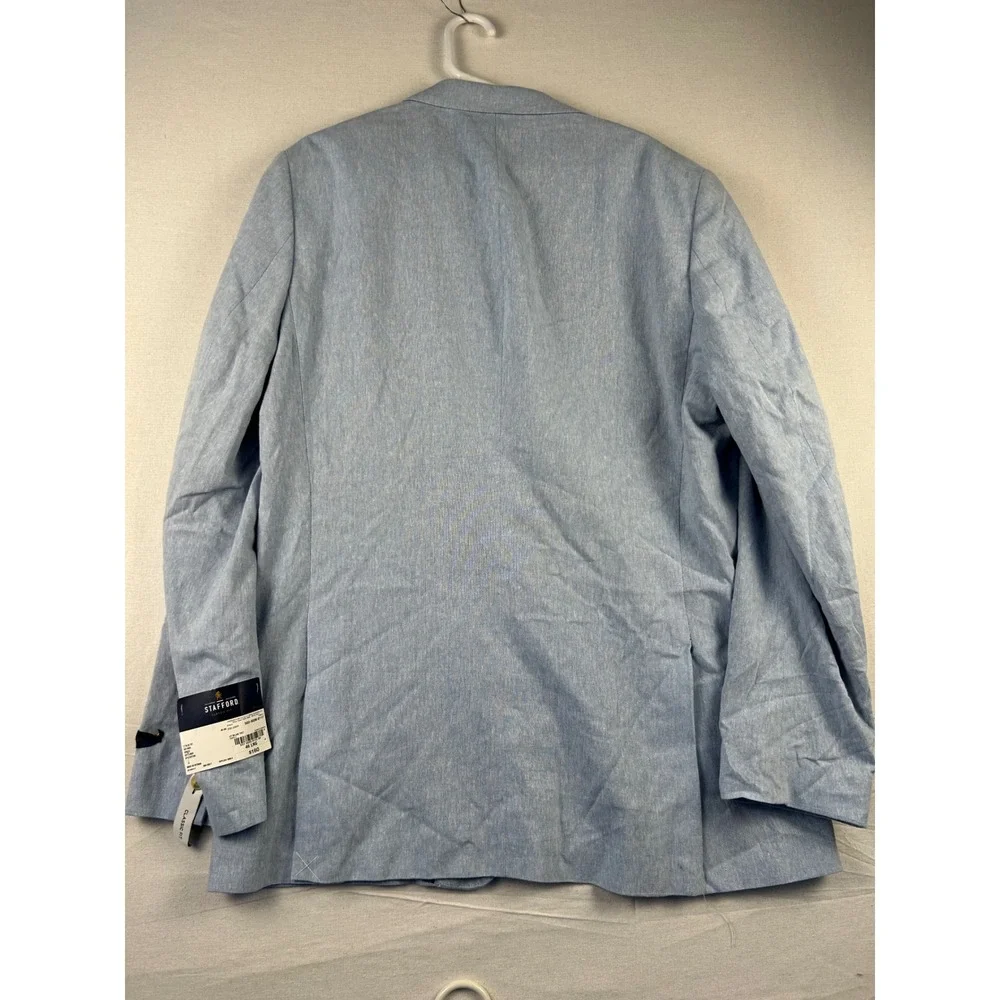 Stafford Mens Classic Fit Linen Blend Sport Coat Light Blue 46 Long 339310
